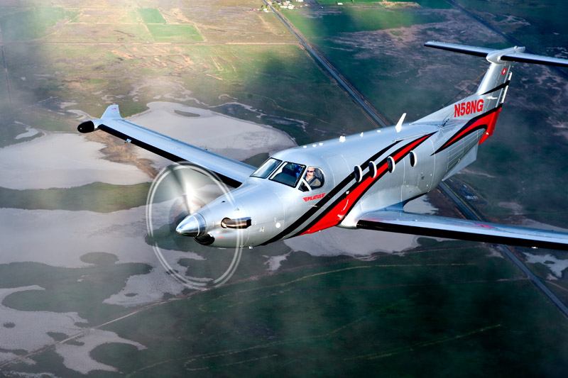 pilatus pc-12 in flight